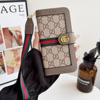 Luxury Luxury Pattern Wallet iPhone Case with Card Holder and Strap