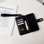 CO Luxury Pattern Wallet iPhone Case with Card Holder and Strap