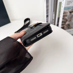 CO Luxury Pattern Wallet iPhone Case with Card Holder and Strap